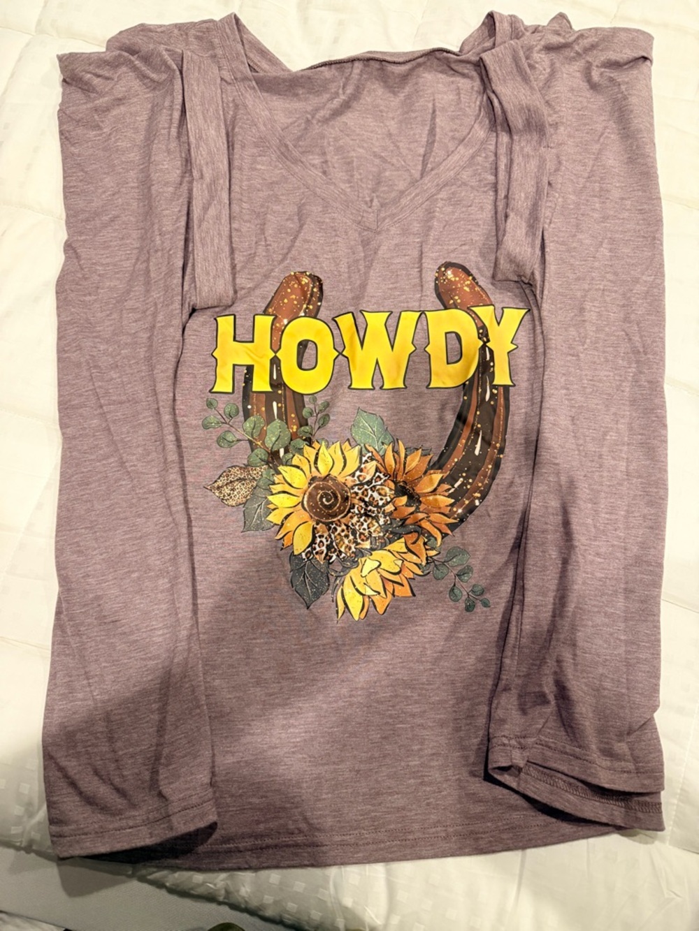 Howdy Sunflower Graphic V-Neck Tee